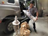 Đèn dầu đồng đỏ giả cổ cao 90cm - Đồ thờ bằng đồng đẹp