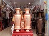 Lọ hoa bằng đồng đỏ ám hoa văn rồng phượng cao 60cm