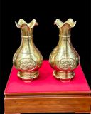 Lọ lộc hoa họa tiết tứ linh bằng đồng vàng catut cao 60cm