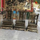 Ngai thờ đồng vàng màu hun giả cổ cao 69cm