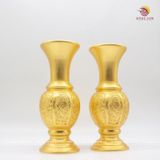 Đôi lọ hoa thờ mạ vàng 24k cao 30cm hoa văn độc đáo