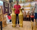 Đôi lộc bình tứ quý bằng đồng cát tút cao 1m08