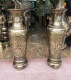 Đôi lọ lộc bình phong thủy bằng đồng cao 1m2 khảm tam khí