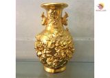 Đôi lọ hoa mẫu đơn cá chép bằng đồng mạ vàng 24k cao 30cm