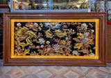 Tranh cửu ngư quần hội đồng đỏ dát vàng bạc KT 2m3x1m2