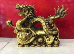 Tượng Rồng Như Ý đồng vàng cao 27cm, dài 38cm, nặng 4,5kg - Đồng Đông Sơn