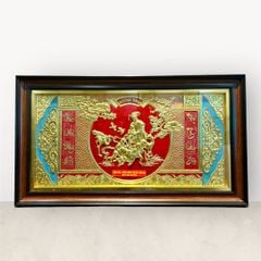 Tranh Mừng Thọ Bà bằng đồng vàng KT52x92cm - tranh quà tặng Đồng Đông Sơn