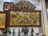 Tranh cửu ngư quần hội đồng vàng dát vàng bạc khung đục KT 2m3x1m2