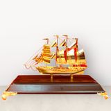 Quà tặng thuyền buồm mạ vàng 24K KT 22cm - Mô hình thuyền