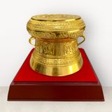 Trống đồng vàng dát vàng 24k đường kính 12cm - trống đồng quà tặng