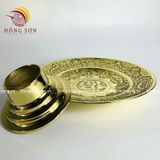 Mâm bồng chữ phúc bằng đồng màu vàng bóng đường kính 35cm - phụ kiện đồ thờ