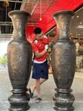 Đôi lục bình bằng đồng đỏ chạm tứ linh màu giả cổ cao 1m55 - Lục bình cỡ lớn