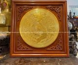 Tranh trống đồng mặt trống đồng đúc dát vàng kt 95x95cm