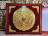 Tranh trống đồng mặt trống đồng vàng dát vàng KT 1m37x1m07