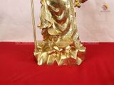 Tượng Quan Vũ chống đao bằng đồng vàng cao 40cm nặng 7kg - Tượng đồng trang trí