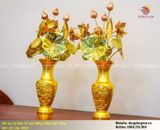 Lọ hoa tứ quý bằng đồng dát vàng cao 36cm