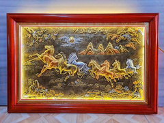 Tranh mã đáo thành công đồng nền giả cổ KT 112x72cm - Tranh quà tặng