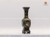 Lọ hoa mẫu vuông cổ bằng đồng khảm ngũ sắc cao 37cm