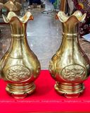 Lọ lộc hoa họa tiết tứ linh bằng đồng vàng catut cao 60cm