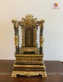 Ngai thờ cao 68cm đồng vàng hun giả cổ và bài vị cửu huyền thất tổ cao 40x20 cm | Đồ thờ bằng đồng đẹp ý nghĩa
