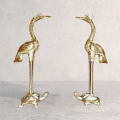 Đôi hạc thờ ngậm ngọc đồng đỏ cao 197cm dát vàng 24k