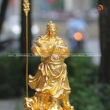 Tượng Quan Vũ toạ trấn bằng đồng thau dát vàng 24K cao 48cm nặng 8kg - Tượng đồng trang trí