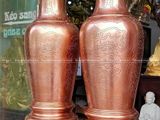 Lọ hoa bằng đồng đỏ ám hoa văn rồng phượng cao 60cm