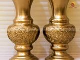 Đôi lọ hoa bằng đồng thau màu vàng mộc cao 30cm
