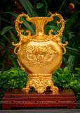 Lọ hoa bằng đồng đỏ dát vàng 24k cao 41cm