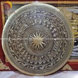 Tranh trống đồng mặt trống đồng vàng gò giả cổ KT 1mx1m