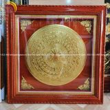 Tranh trống đồng mặt trống đồng vàng gò dát KT 1m1x1m1