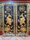 Tranh lý ngư vọng nguyệt đồng vàng dát vàng bạc KT 1mx40cm khung đồng