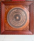 Tranh trống đồng mặt trống đồng đỏ đúc chìm KT 90x90cm