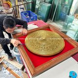 Tranh trống đồng đồng vàng dát vàng KT 90x90cm