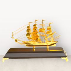 Quà tặng thuyền buồm mạ vàng 24K KT 31x22x12cm (Mẫu 16) - Mô hình thuyền