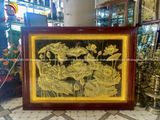 Tranh hoa sen bằng đồng vàng giả cổ kích thước 1m29x89cm