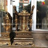 Ngai thờ đồng vàng màu hun giả cổ cao 69cm
