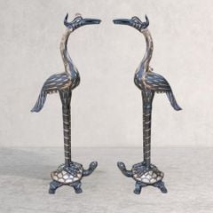 Đôi hạc thờ đồng đỏ cao 197cm màu phớt nỉ
