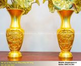 Lọ hoa tứ quý bằng đồng dát vàng cao 36cm