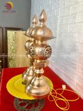 Đèn dầu đồng đỏ đúc cao 50cm - Đồ thờ bằng đồng đẹp