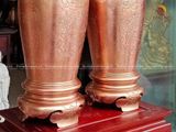 Lọ hoa bằng đồng đỏ ám hoa văn rồng phượng cao 60cm