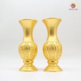 Đôi lọ hoa thờ mạ vàng 24k cao 30cm hoa văn độc đáo