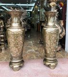 Đôi lọ lộc bình phong thủy bằng đồng cao 1m2 khảm tam khí