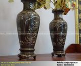 Lọ hoa bằng đồng khảm tam khí kích thước 42cm