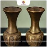 Lọ hoa đồng vàng hun xuống màu họa tiết Bát tiên cao 38cm