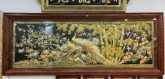 Tranh phu thê viên mãn đồng vàng dát vàng bạc 2m5x89cm
