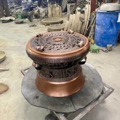 Quả trống đúc đồng đỏ đường kính 50cm có cóc - Trống đồng Ngọc Lũ đúc nổi