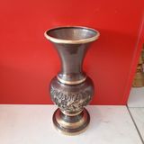 Lọ hoa bằng đồng màu hun nâu cao 30cm