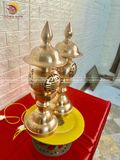 Đèn dầu đồng đỏ đúc cao 50cm - Đồ thờ bằng đồng đẹp