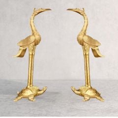 Đôi hạc thờ đồng cattut cao 2m2 màu vàng ánh xanh